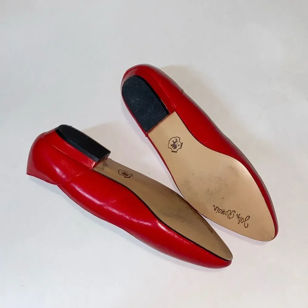 John Romain Leather Elegant Red Women's Loafers Size 8 B AA Barbara